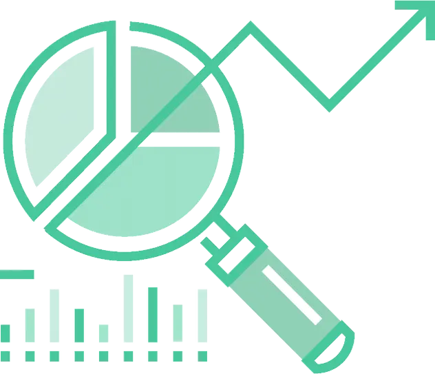 "Analytics with chart, magnifier, and arrow by best digital marketing manager in calicut