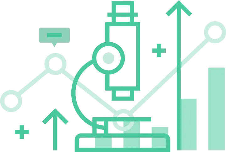 Microscope with graphs and arrows symbolizing data analysis and growth by best digital marketing manager in calicut